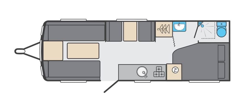 Floorplan of the Swift Sprite Quattro FB 2024 Caravan
