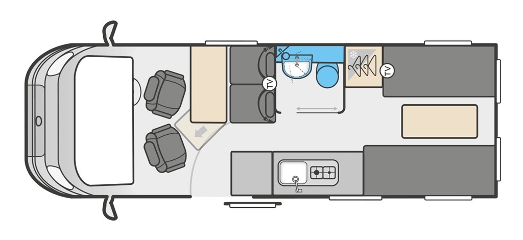 Floorplan of the Swift Carrera 184 2023 Campervan