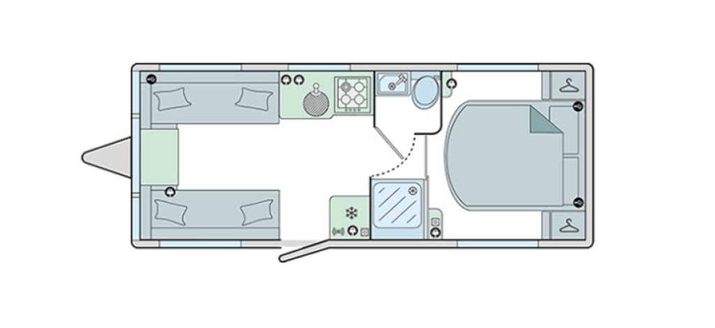 Floorplan of the Bailey Pegasus Grande GT75 Portofino 2024 Caravan