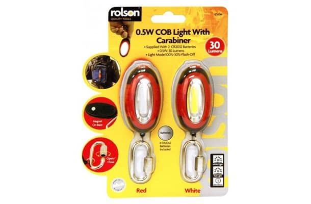 Rolson 0.5w cob light with carabiner