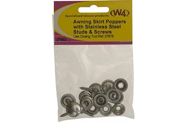 Awning skirt studs and poppers
