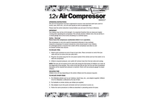 100PSI 12V Sahara Metal Air Compressor