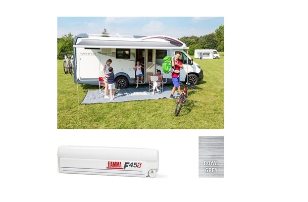 F45S 450 Polar White Awning with Grey Fabric