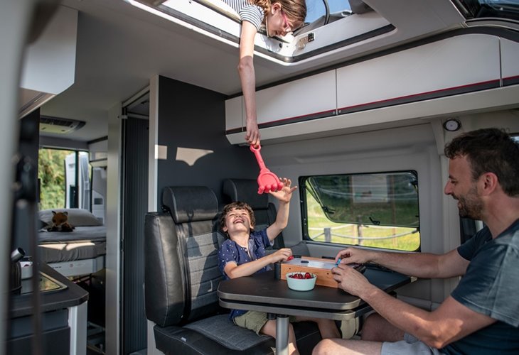 Sunroof And Dining Area Of Adria Twin Sports 640 SLB