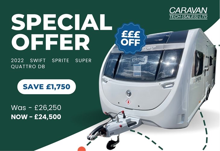 Winter Sale | Save £1,750 on this 2022 Swift Sprite Super Quattro DB | Used Caravans For Sale in East Sussex.
