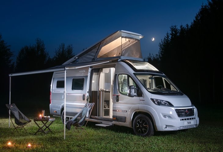Side Of Adria Twin Sports 640 SLB At Nightime