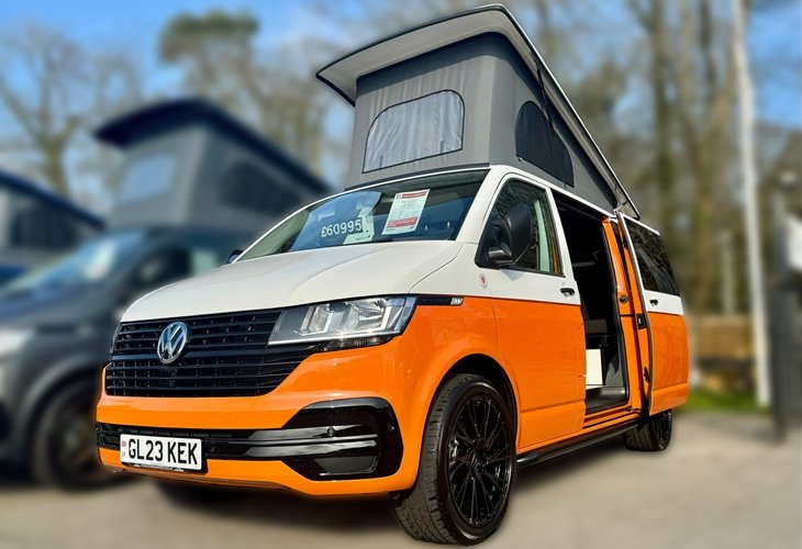 VW Camper Vans For Sale | Rebellion Campers Two Tone Orange and White