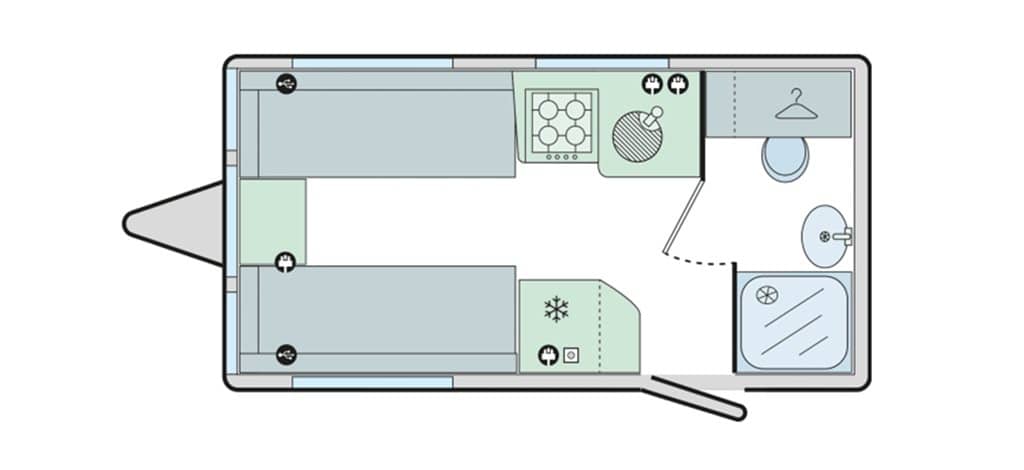 Floorplan of the Bailey Phoenix GT75 420 2024 Caravan