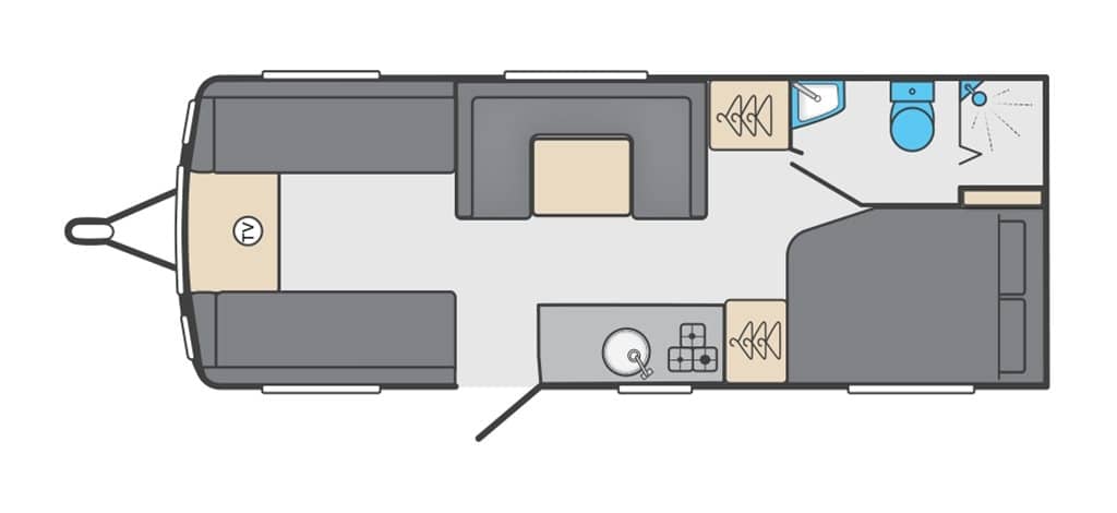Floorplan of the Swift Sprite Grande Quattro FB 2024 Caravan