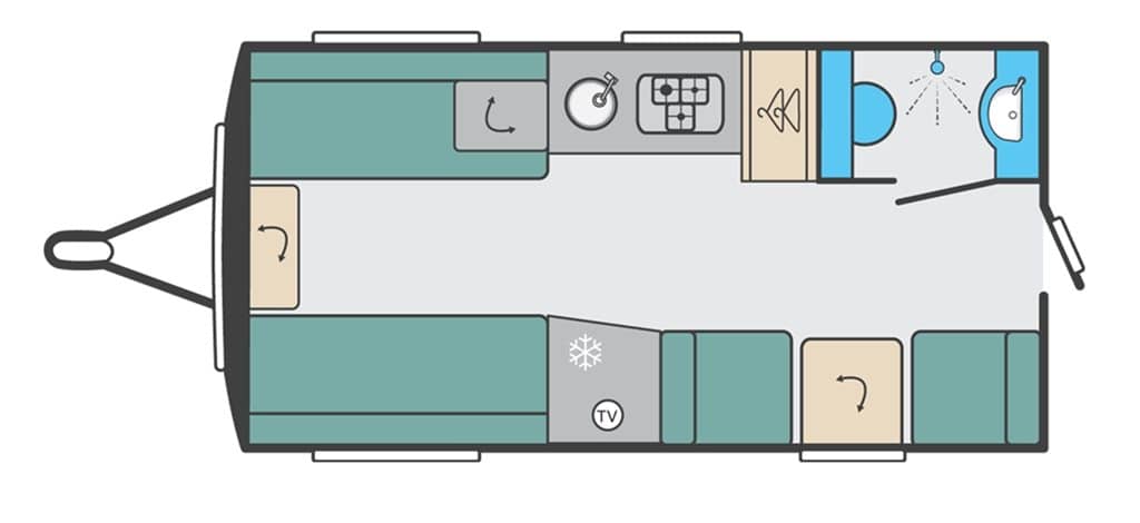 Floorplan of the Swift Basecamp 4 2024 Caravan