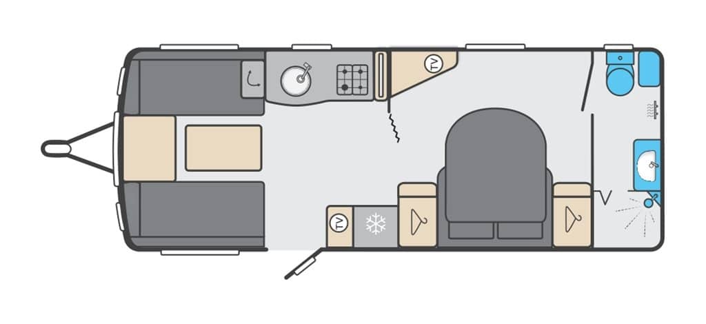 Floorplan of the Swift Elegance Grande 845 2024 Caravan