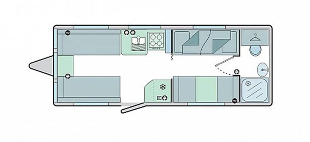 Floorplan of the Bailey Phoenix + 650 2023 Caravan