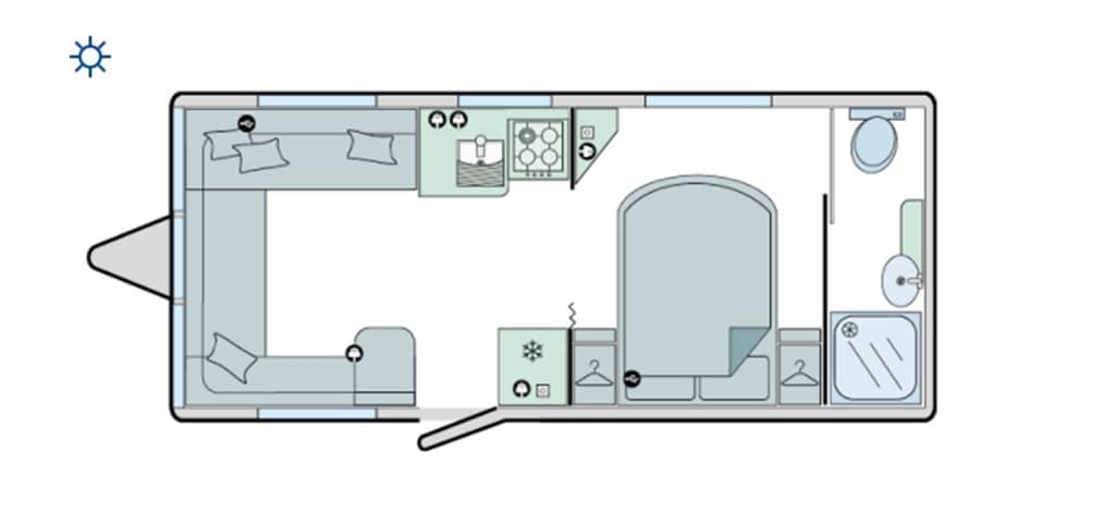 Floorplan of the Bailey Pegasus Grande GT75 Brindisi 2024 Caravan