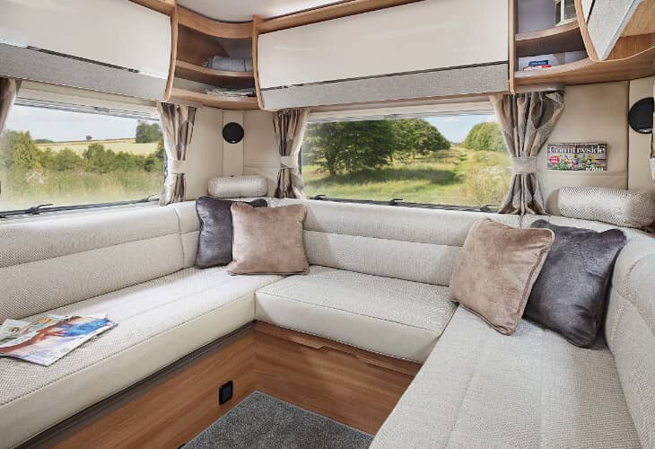 A view of the living area in the Bailey 2020 Autograph 69-2