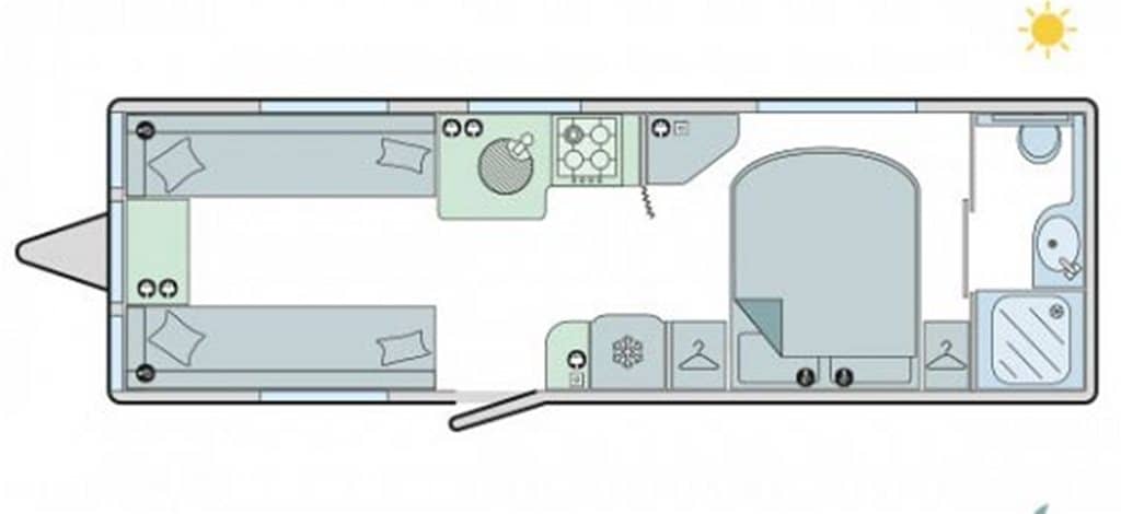 Floorplan of the Bailey Unicorn Cartagena 2024 Caravan