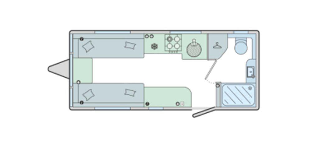 Floorplan of the Bailey Unicorn Seville 2024 Caravan