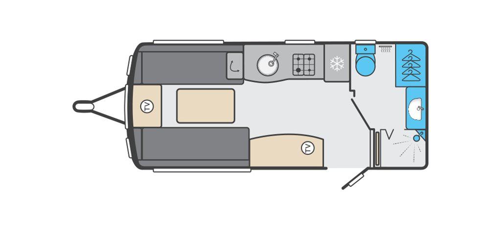 Floorplan of the Swift Conqueror 480 2023 Caravan