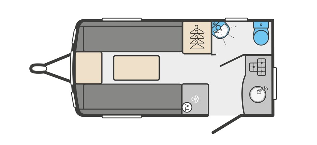 Floorplan of the Swift Sprite Compact 2024 Caravan