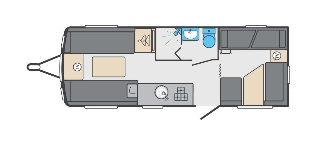 Floorplan of the Swift Sprite Major 6 TD 2024 Caravan