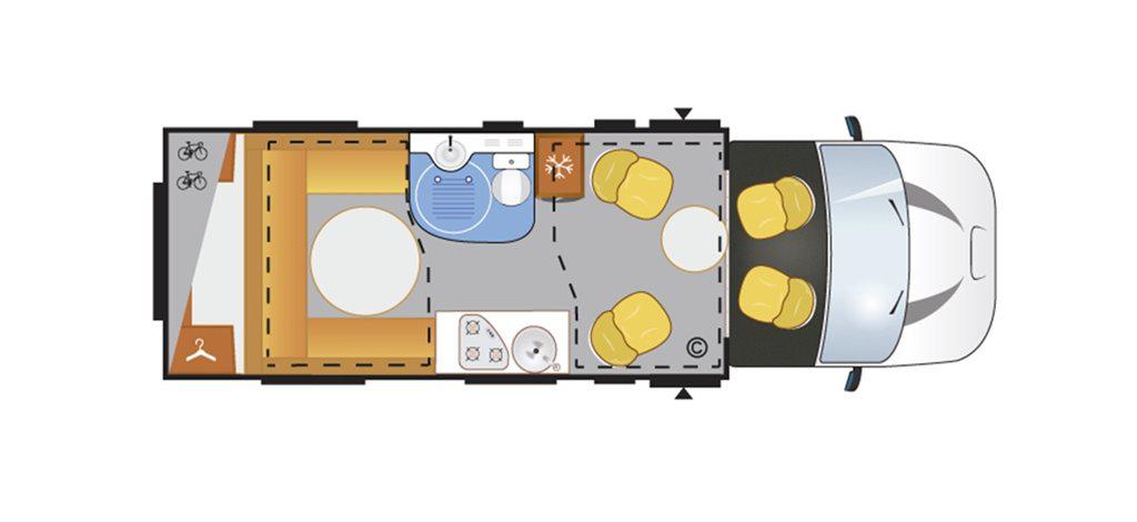 Floorplan of the Chausson Welcome 711 Travel Line Premium 2020
