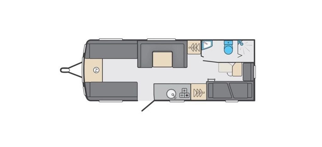 Floorplan of the Swift Sprite Super Quattro DB 2022 Used Caravan