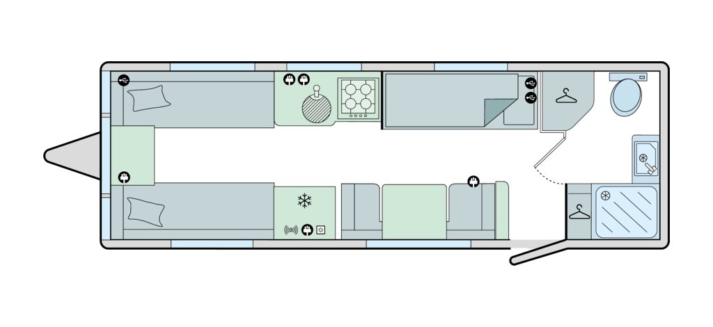 Floorplan of the Bailey Phoenix GT75 762 2024