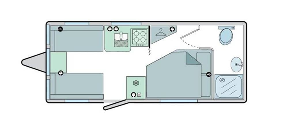 Floorplan of the Bailey Phoenix GT75 440 2024 Caravan