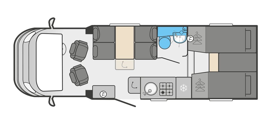 Floorplan of the Swift Voyager 485 2024 Motorhome