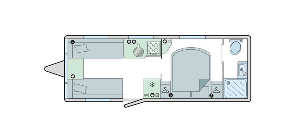 Floorplan of the Bailey Phoenix GT75 644 2024 Caravan