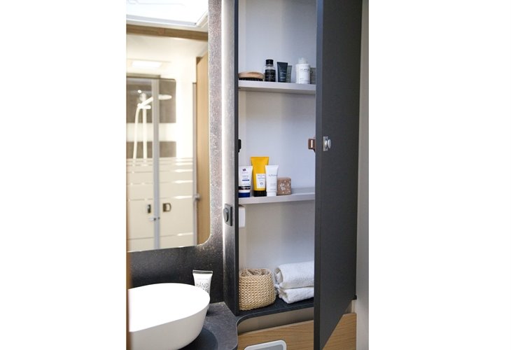 View Of Bathroom Storage Cupboard Adria Matrix Supreme 670 SC For Sale | Adria Motorhomes | Caravan Tech
